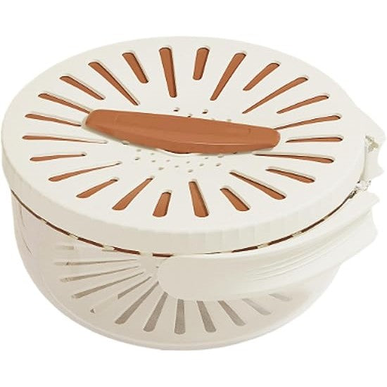 Strecuratoare 2 in 1 pentru Fructe si Legume, Cos de Scurgere si Cutie de Depozitare, 15.5 x 8.3 cm, din PP, cu Maner si Capac, Maro