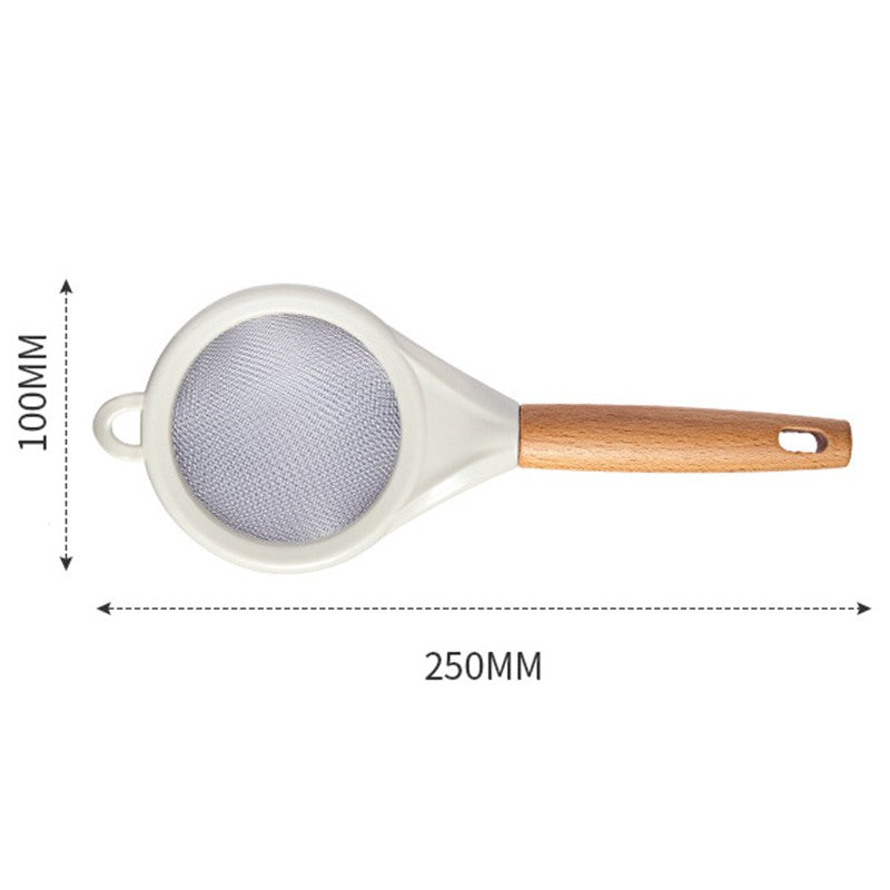 Strecuratoare, Mini Sita din Inox Silicon si Lemn, Sita pentru Bucatarie pentru Faina, Ceai si Alte Alimente, 25 x 10 cm Alb