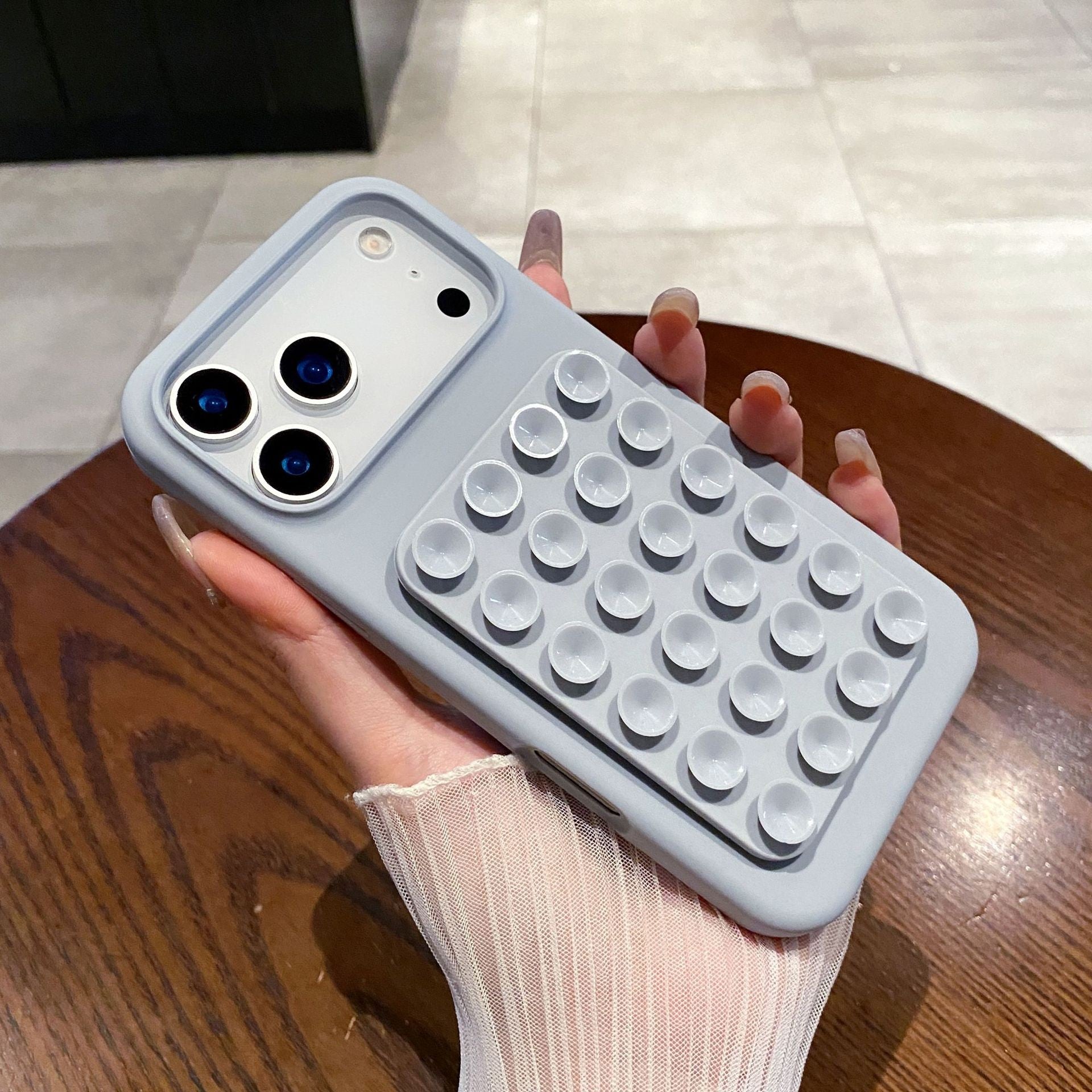 Husa din Silicon pentru iPhone 17 Pro Max, Carcasa de Protectie cu Ventuze, din Cauciuc Moale Rezistenta la Socuri, Gri