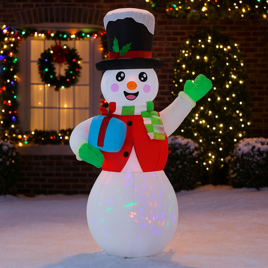 Om de zapada gonflabil de exterior, iluminare LED, 180 cm, compresor integrat, alb