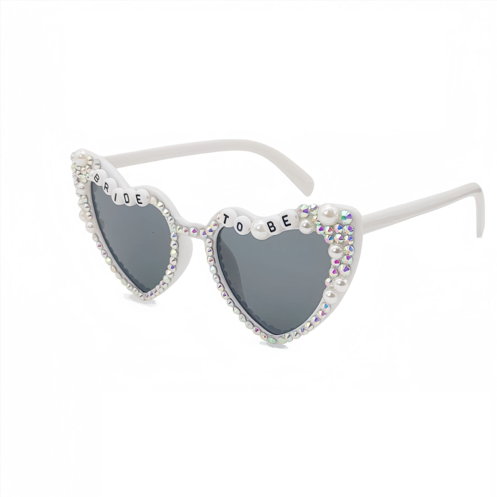 Ochelari Decorativi, Model Bride to Be, cu Perle si Diamante, pentru Nunta, din PC, 15.3 x 5.7 x 14.5 cm, Alb