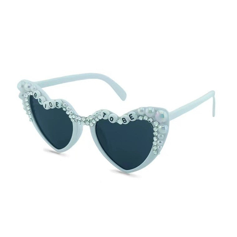 Ochelari Decorativi, Model Bride to Be, cu Perle, pentru Nunta, din PC, 15.3 x 5.7 x 14.5 cm, Alb