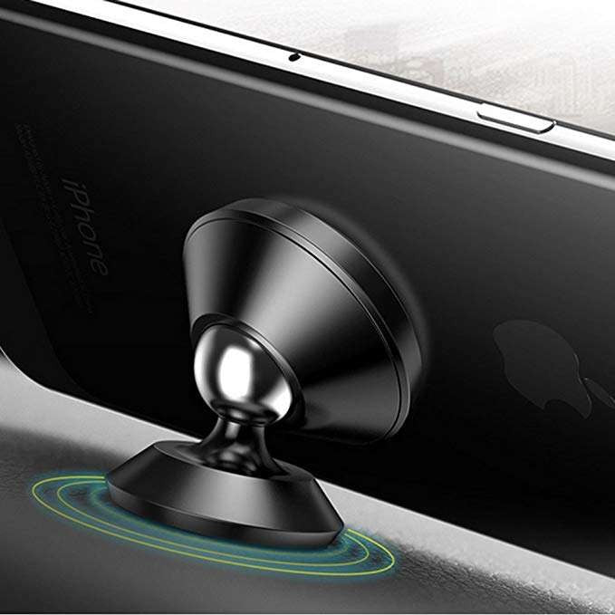 Suport auto magnetic rotire 360 grade V2 pentru telefon, Negru