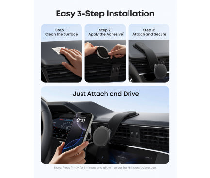 Suport auto pentru smartphone Anker, Nano, prindere bord, rotire 360grade, ajustabil 45grade, detasabil, negru, "A9110H11" - 194644272562