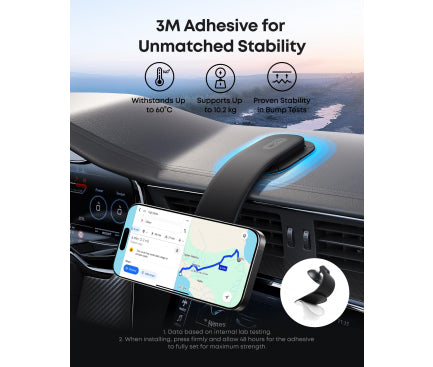Suport auto pentru smartphone Anker, Nano, prindere bord, rotire 360grade, ajustabil 45grade, detasabil, negru, "A9110H11" - 194644272562