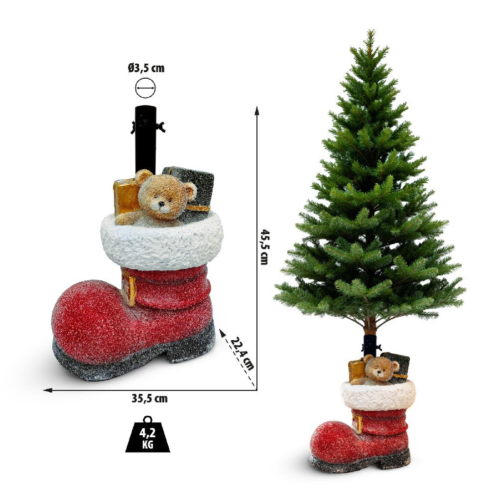 Suport Brad Crăciun - Cizmă - Piatră - 35,5 x 22,4 x 45,5 cm