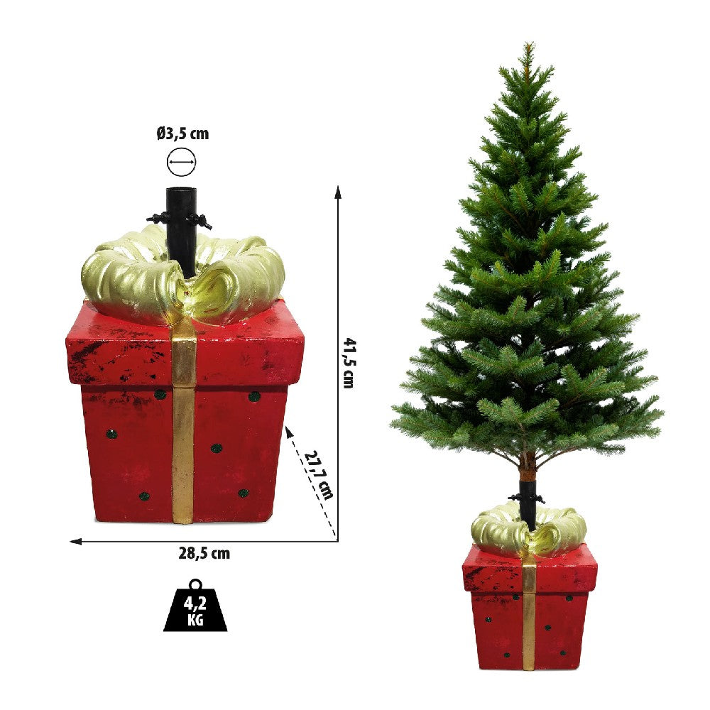 Suport Brad Crăciun - Pachet Cadou - Piatră - 28,5 x 27,7 x 41,5 cm