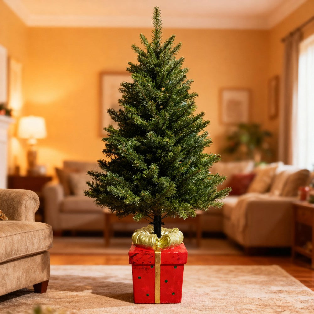 Suport Brad Crăciun - Pachet Cadou - Piatră - 28,5 x 27,7 x 41,5 cm