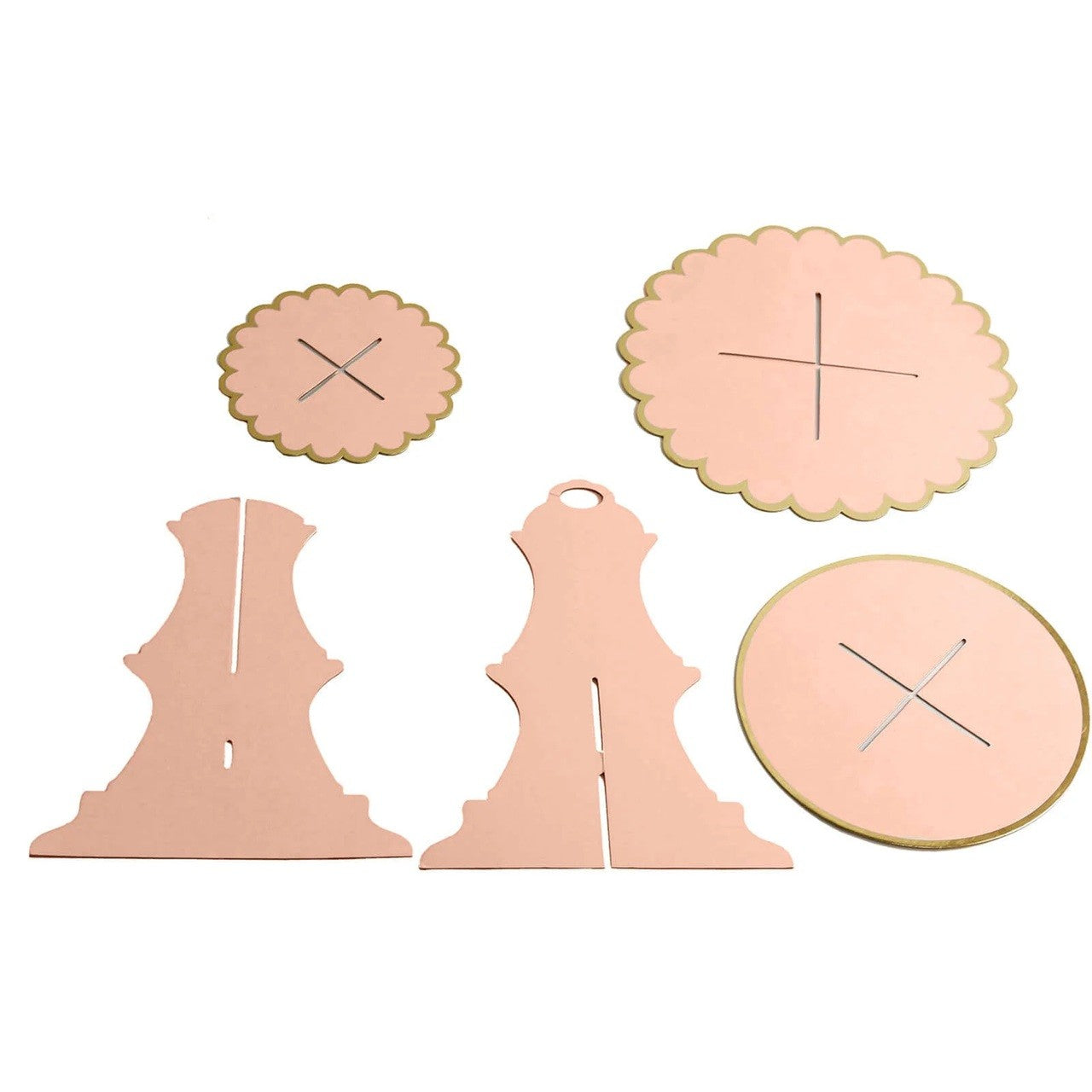 Etajera pentru Prajituri, din Carton, 3 Nivele, 16/22/29 cm Diametru, Inaltime 38 cm, Roz