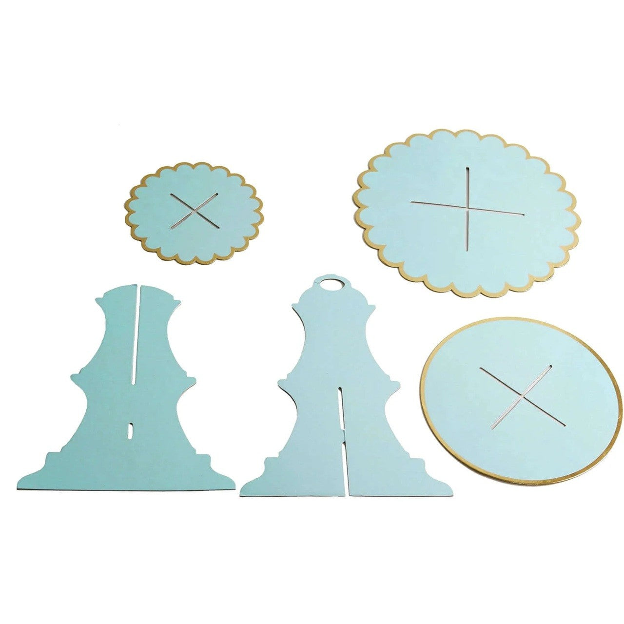 Etajera pentru Prajituri, din Carton, 3 Nivele, 16/22/29 cm Diametru, Inaltime 38 cm, Albastru