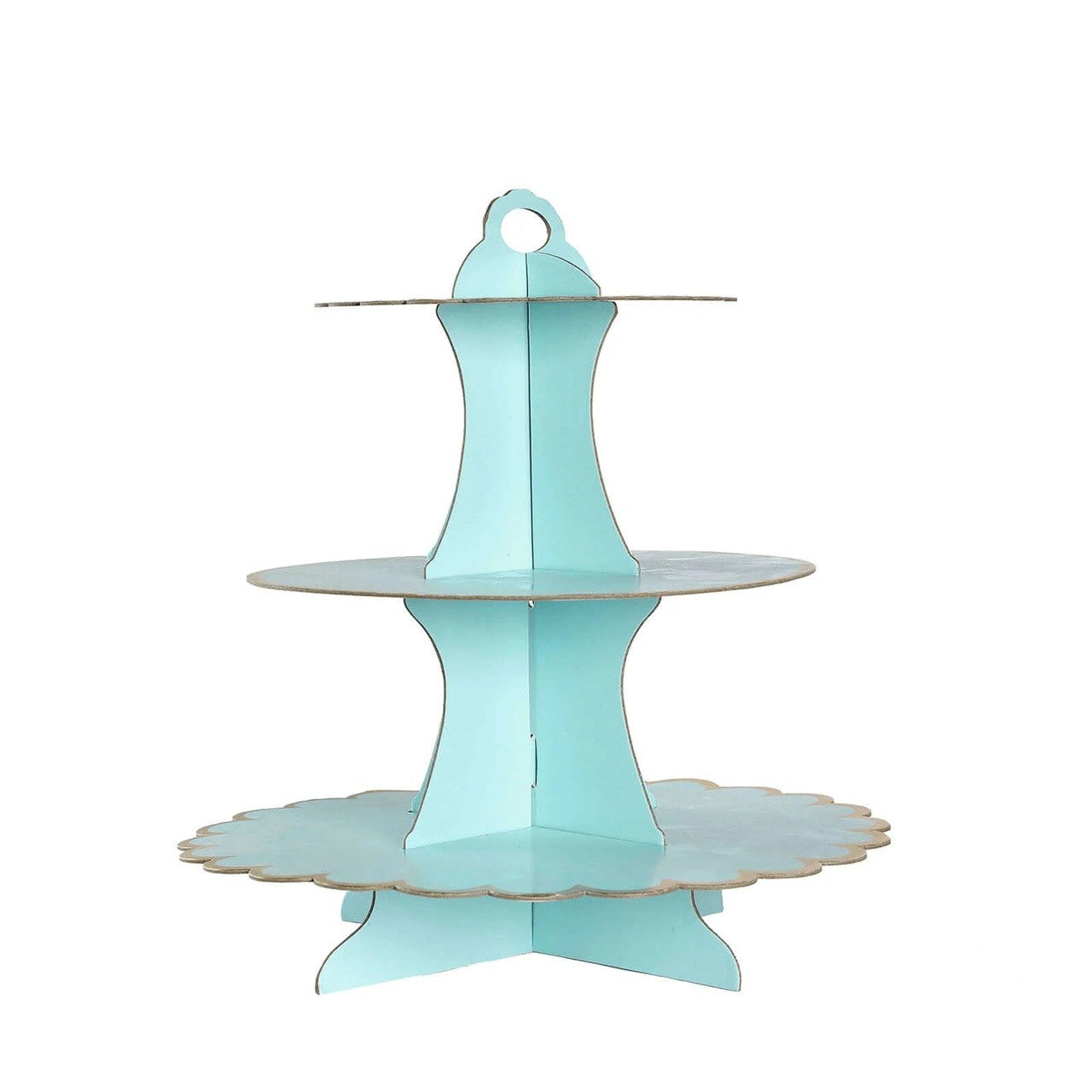 Etajera pentru Prajituri, din Carton, 3 Nivele, 16/22/29 cm Diametru, Inaltime 38 cm, Albastru
