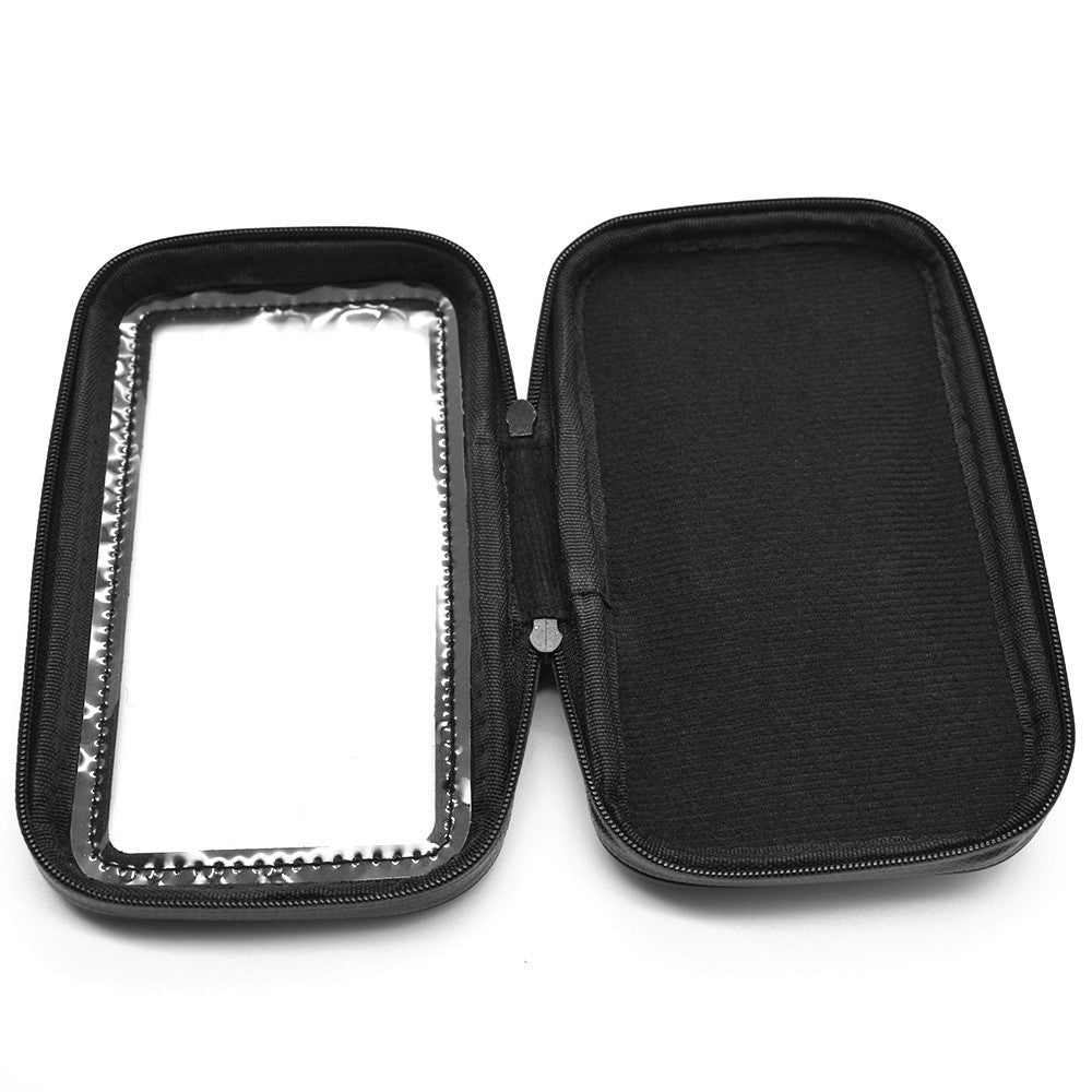 Suport husa telefon mobil pentru bicicleta si motocicleta, rezistent apa si socuri, touchscreen, 360 rotativ, negru, marime L ≤ 5.5 inch