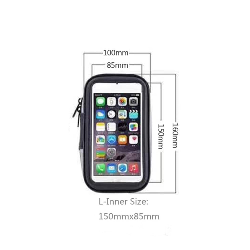 Suport husa telefon mobil pentru bicicleta si motocicleta, rezistent apa si socuri, touchscreen, 360 rotativ, negru, marime L ≤ 5.5 inch