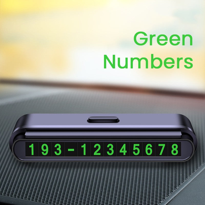 Suport Numar de Telefon pentru Parcare Auto, Suport pentru Numarul de telefon, Banda glisanta pentru Ascundere, Banda Adeziva Inclusa, 120 x 48 x 24 mm, Cifre Verzi, Negru Mat