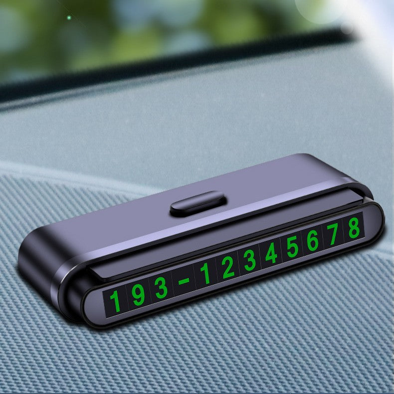 Suport Numar de Telefon pentru Parcare Auto, Suport pentru Numarul de telefon, Banda glisanta pentru Ascundere, Banda Adeziva Inclusa, 120 x 48 x 24 mm, Cifre Verzi, Negru Mat
