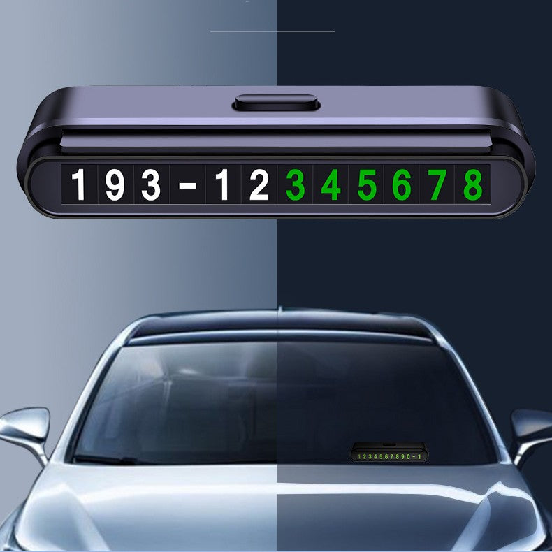 Suport Numar de Telefon pentru Parcare Auto, Suport pentru Numarul de telefon, Banda glisanta pentru Ascundere, Banda Adeziva Inclusa, 120 x 48 x 24 mm, Cifre Verzi, Negru Mat