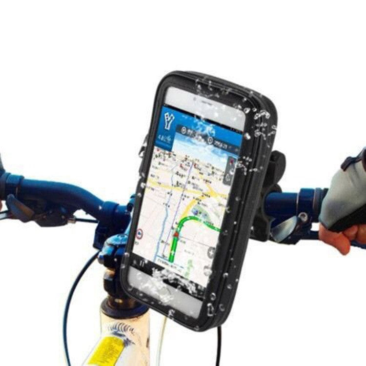 Suport husa telefon mobil pentru bicicleta si motocicleta, rezistent apa si socuri, touchscreen, 360 rotativ, negru, marime L ≤ 5.5 inch