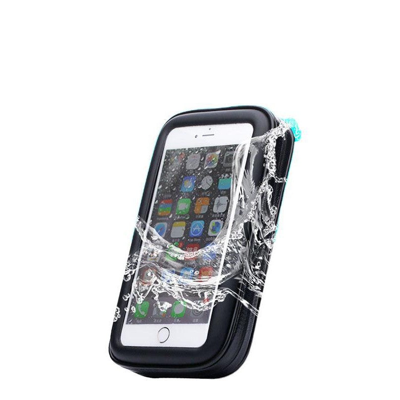 Suport husa telefon mobil pentru bicicleta si motocicleta, rezistent apa si socuri, touchscreen, 360 rotativ, negru, marime L ≤ 5.5 inch