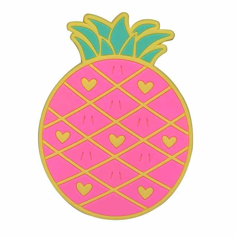 Suport pentru Pahar, Model Ananas, din PVC, 12 x 9 cm, Rezistent la Caldura, Roz