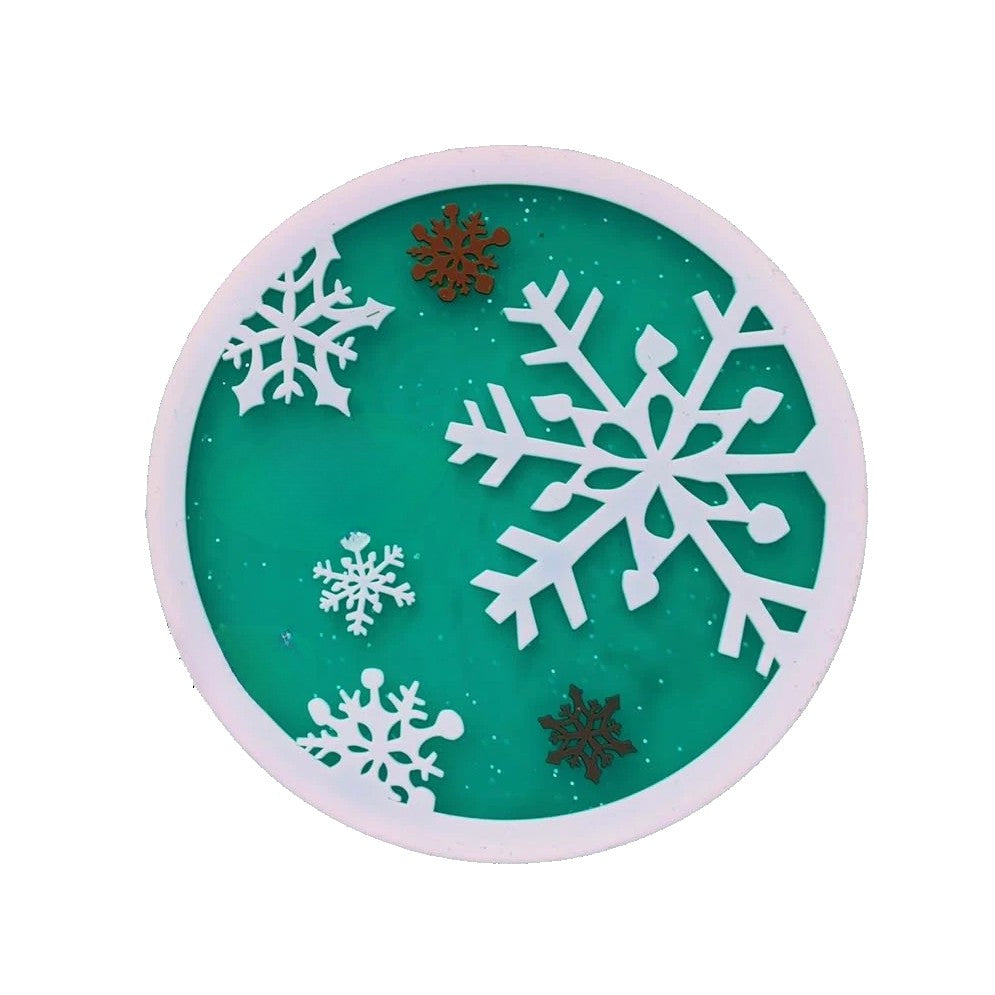 Suport pentru Pahar, Model Fulg de Nea, din PVC, 10 cm, Rezistent la Caldura, Verde