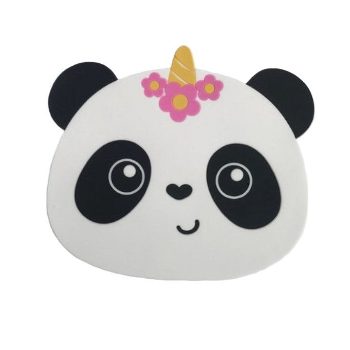 Suport pentru Pahar, Model Urs Panda, din PVC, 18.5x16 cm, Rezistent la Caldura, Alb/Negru