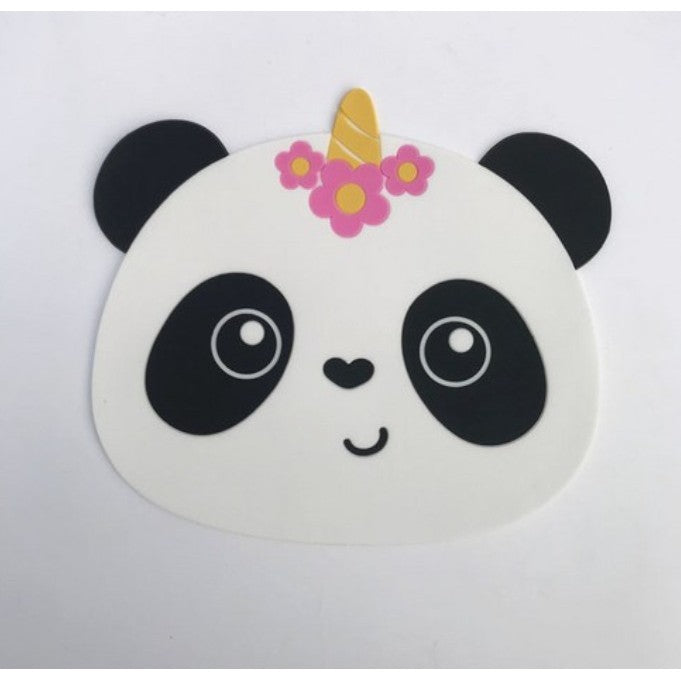 Suport pentru Pahar, Model Urs Panda, din PVC, 18.5x16 cm, Rezistent la Caldura, Alb/Negru