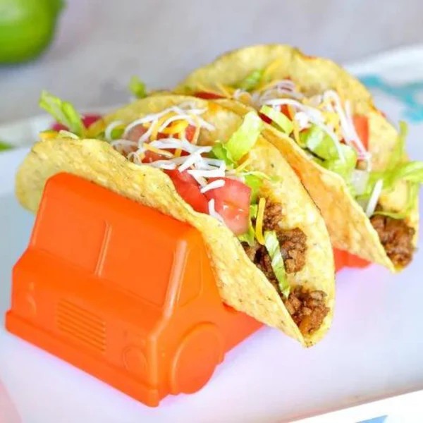 Suport pentru Taco, Model Autobuz, 14 x 7.5 x 6.5 cm, din PP, Portocaliu