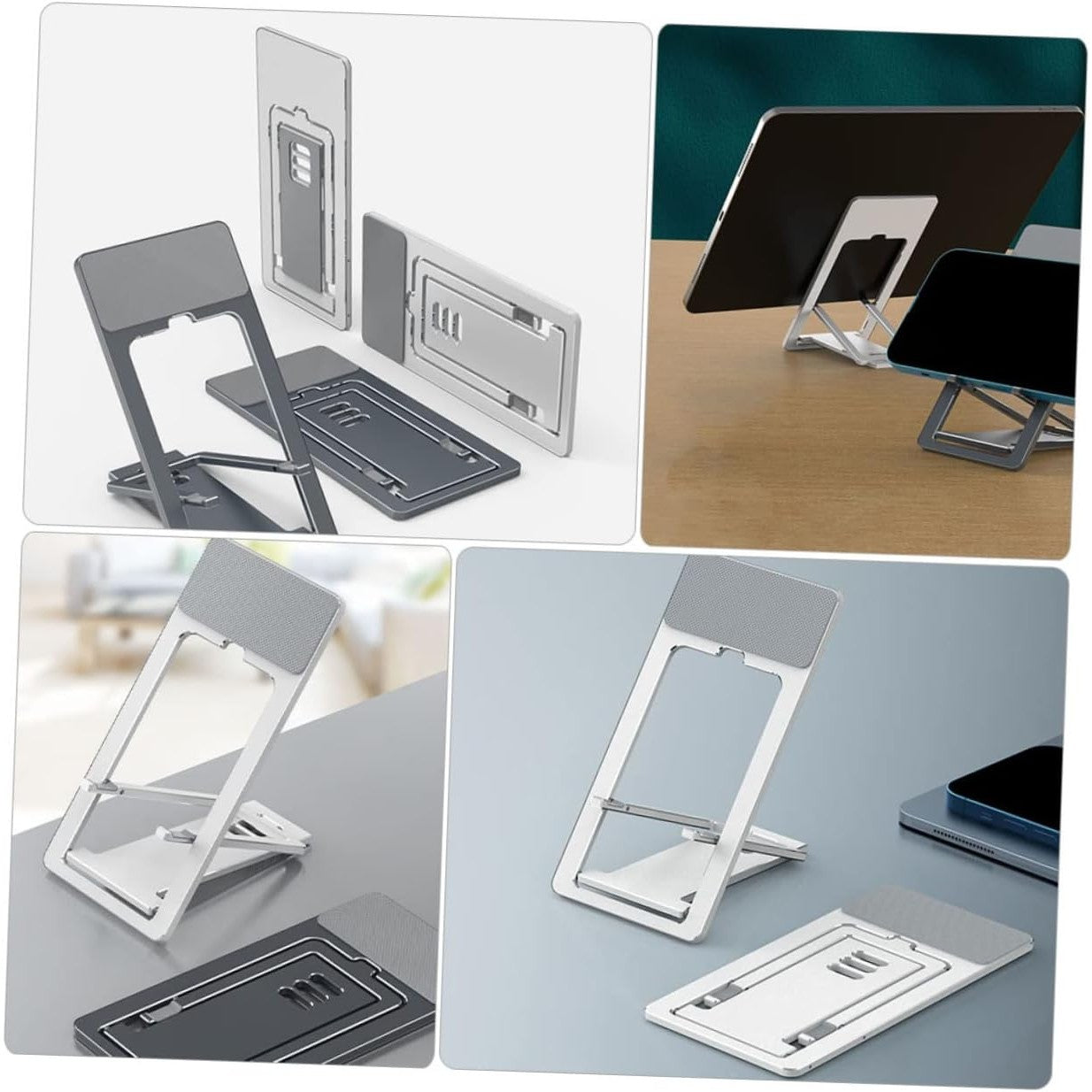 Suport pentru Telefon, Pliabil, Reglabil, din ABS, Argintiu