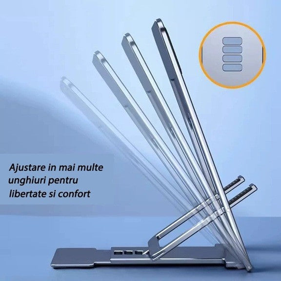 Suport pentru Telefon, Pliabil, Reglabil, din ABS, Argintiu