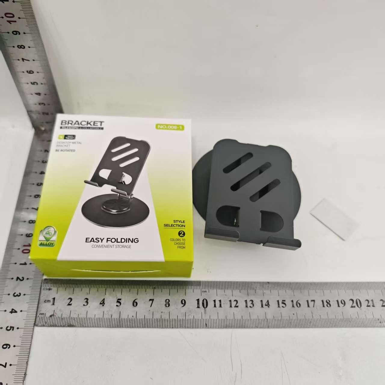 Suport rotativ pentru telefon, Complet Metalic, Pliabil, Design Modern pentru Desktop, Multifunctional, Compatibil cu Tableta, 10.5 x 9 x 9 cm, 80 g, Gri