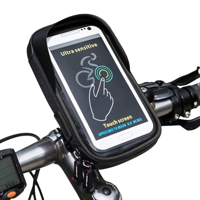 Suport de bicicleta Wheel UP pentru telefoane cu ecran tactil =< 6.0 inch impermeabil, negru
