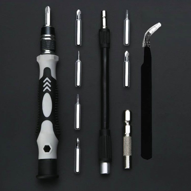 Surubelnite pentru Reparea Telefoanelor, Set 115-in-1 Cromate, Demontarea Repararea Ceasurilor, Electronicelor Mici, Maner detalii Albe, 18 x 11 x 6 cm, Negru