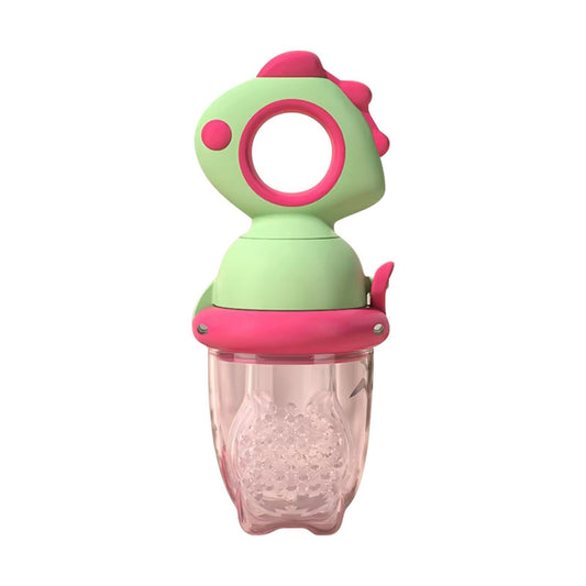 Suzeta pentru Fructe, Flippy, pentru Bebelusi, din Silicon Alimentar, +4 Luni, 2 mm Grosime Gauri Tetina, 12.4 x 5.1 x 4.7 cm, Verde/Fucsia