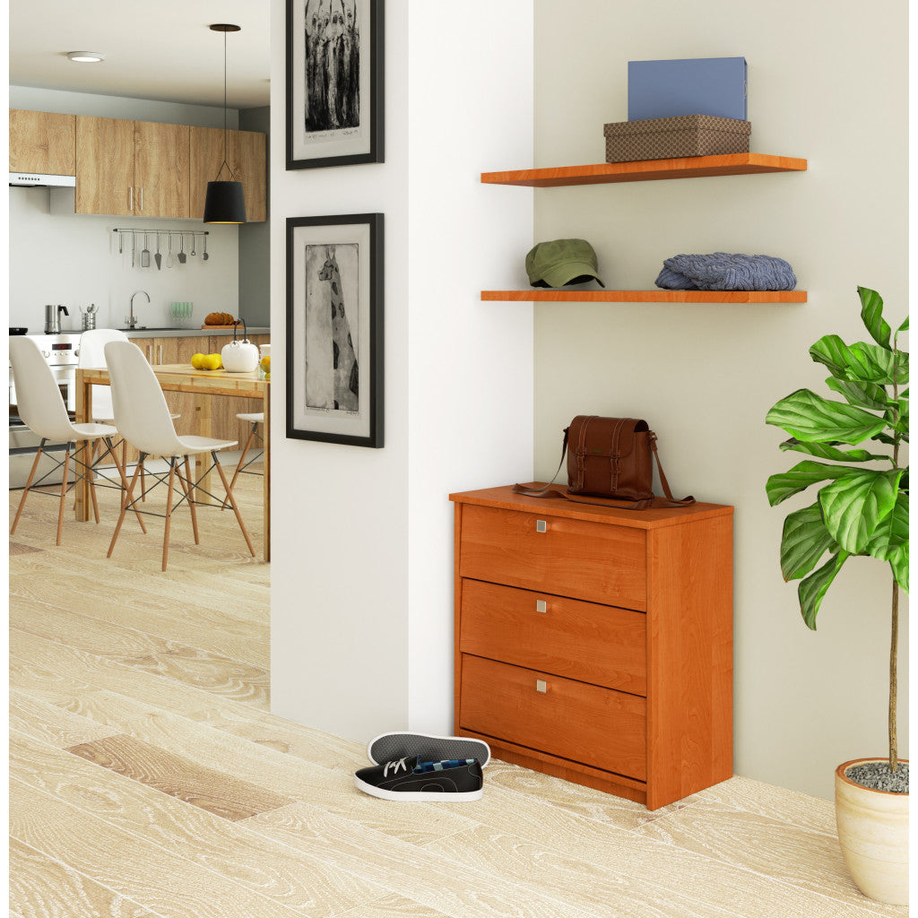 Dulap pantofi MINI cu 3 usi rabatabile, PAL laminat 16 mm, 60x31x62 cm, maro arin