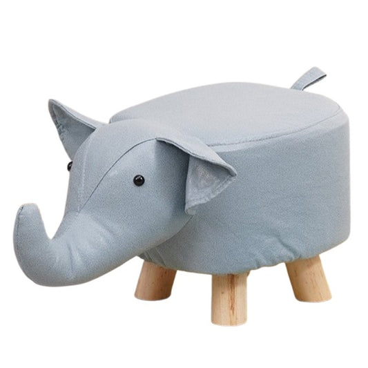 Taburet pentru Copii, Flippy, Scaun Tip Taburet, Model Elefant, din Lemn Masiv, Scaun pentru Copii, 30 x 25 x 25 cm, Albastru deschis
