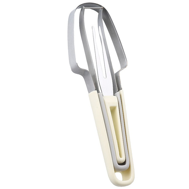 Taietor Decojitor pentru Pepene, pentru Legume si Fructe, Multifunctional, Set din 3 Parti, Otel Inoxidabil si Plastic PP, 22.5 x 7 cm Galben