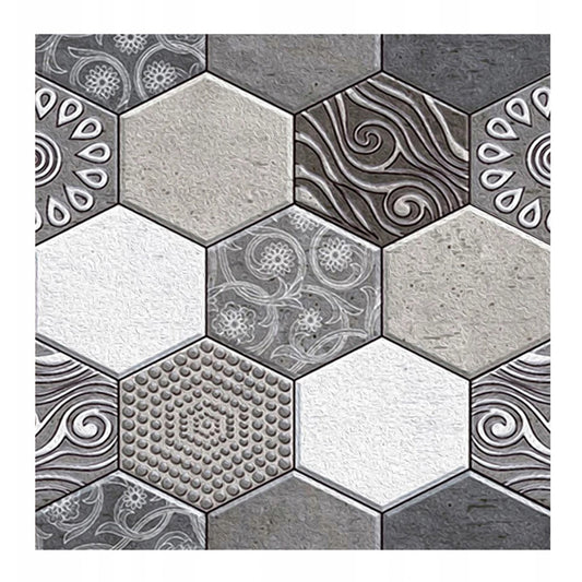 10 x Placi Tapet Autocolant 3D cu Imitatie de Marmura Hexagonala, pentru Perete Bucatarie Sufragerie, Usor de Curatat, Rezistent la Apa, Autoadeziv, 30x30 cm, Gri