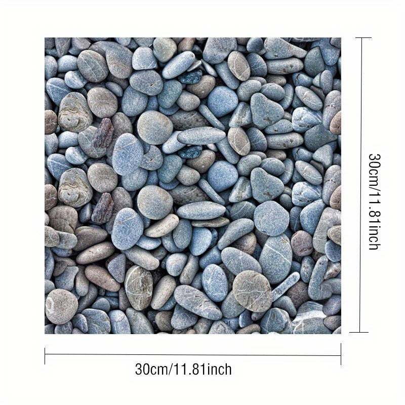 Set 10 x Placi Tapet Autocolant 3D cu Imitatie de Pietre Mici, pentru Perete Bucatarie Sufragerie, Usor de Curatat, Rezistent la Apa, Autoadeziv, 30x30 cm, Gri