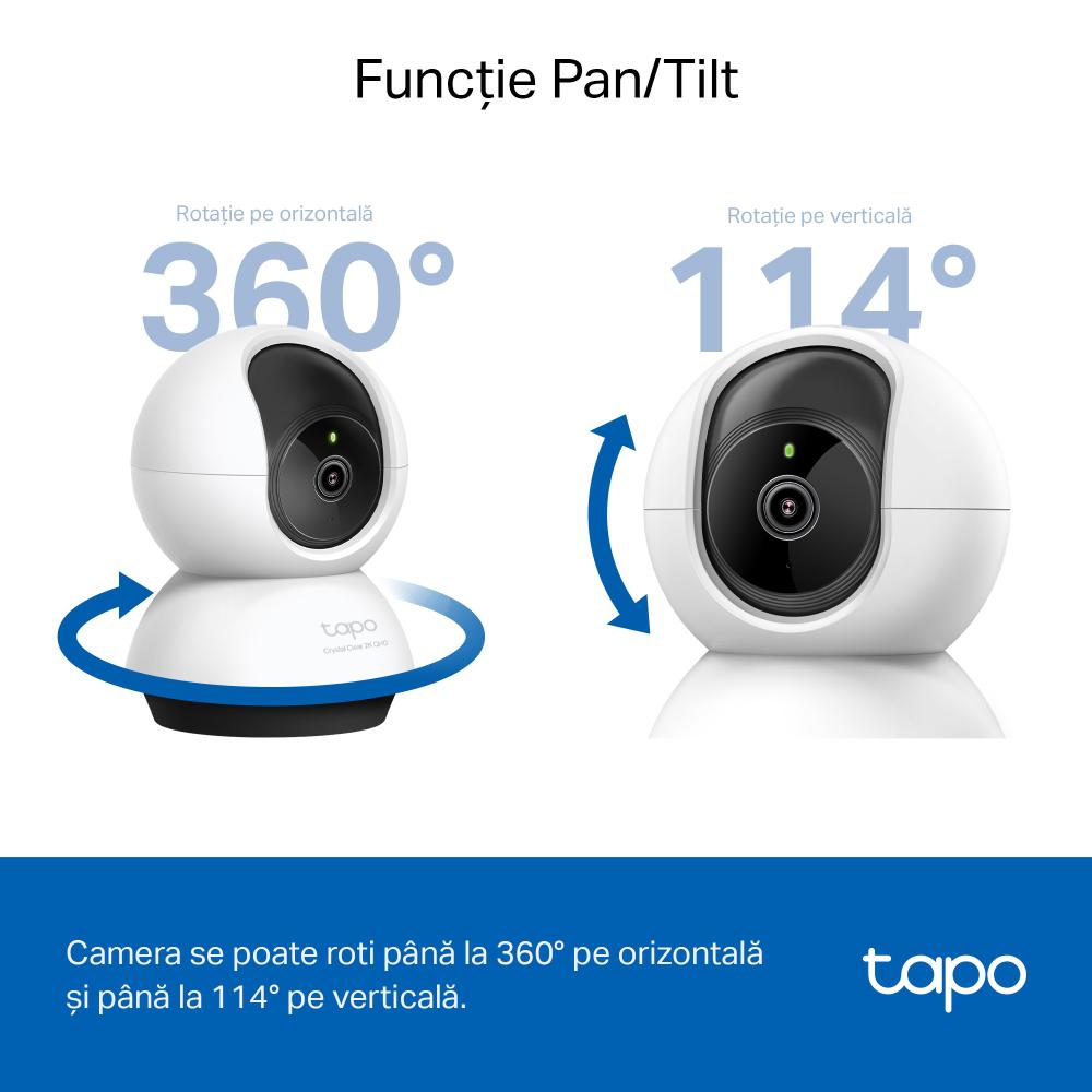 CAMERA IP TP-LINK, cube, wireless, pt. interior, dist. IR 9 m, tip lentila fixa 4 mm, 4 Mpx rezolutie 2K, microfon, carcasa plastic, slot SD card, "Tapo C220"