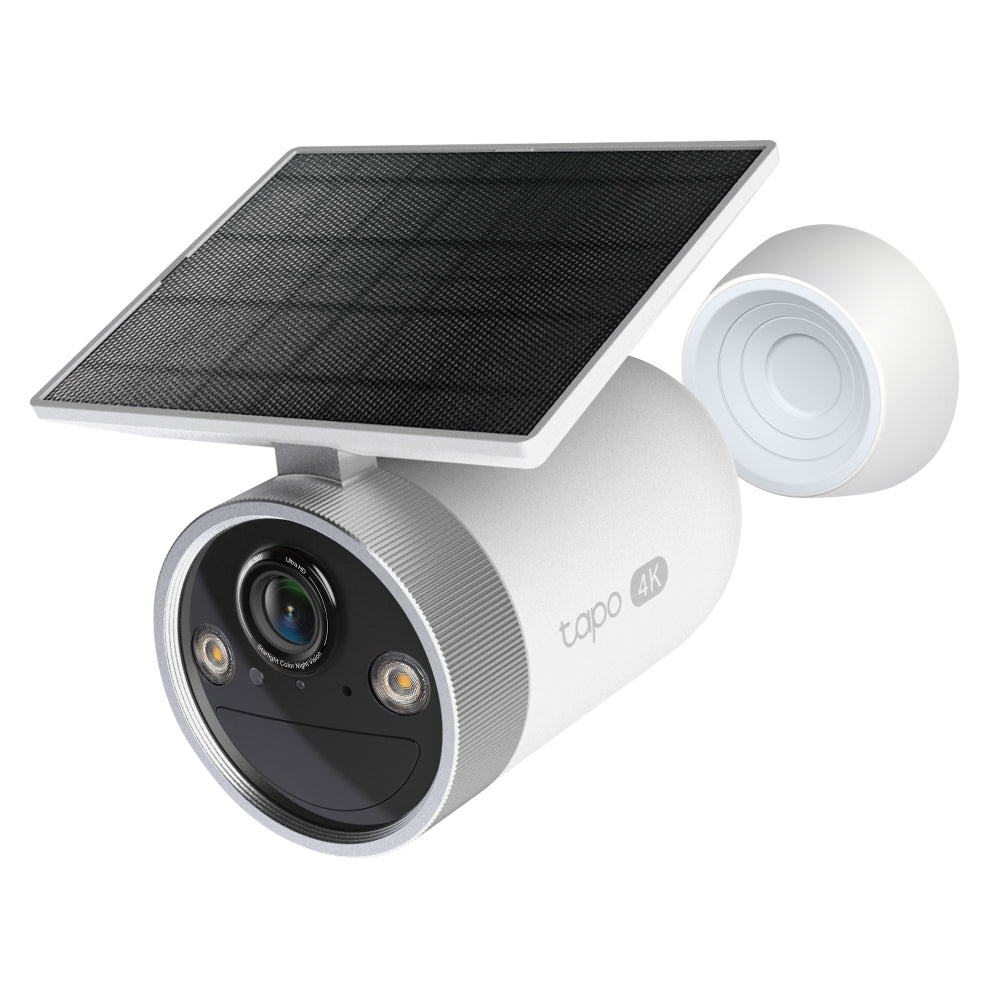 CAMERA IP Exterior TP-LINK, panou solar inclus, acumulator integrat 7800mAh pana la 180 zile autonomie, IP66, dist. IR 15 m, tip lentila fixa 3.16 mm, 8 Mpx 4K, wireless 2.4Ghz, mic, plastic, slot SD card, "Tapo C465"