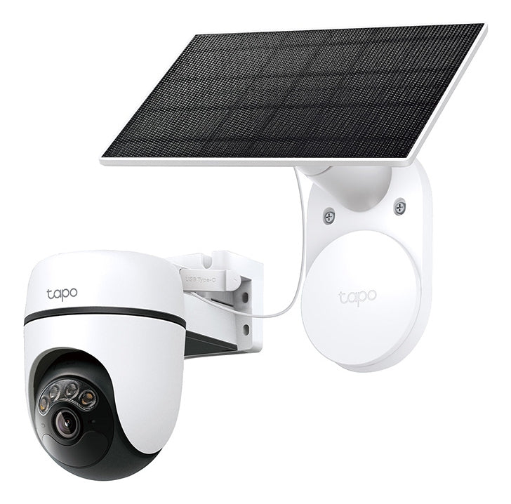 CAMERA IP TP-LINK + PANOU SOLAR, wireless, turret, pt.exterior, dist. IR 9 m, tip lentila fixa 4 mm, 2K 3MP (2304×1296 px), microfon, carcasa plastic, slot SD card, "Tapo C610 KIT"