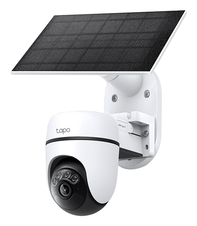 CAMERA IP TP-LINK + PANOU SOLAR, wireless, turret, pt.exterior, dist. IR 9 m, tip lentila fixa 4 mm, 2K 3MP (2304×1296 px), microfon, carcasa plastic, slot SD card, "Tapo C610 KIT"