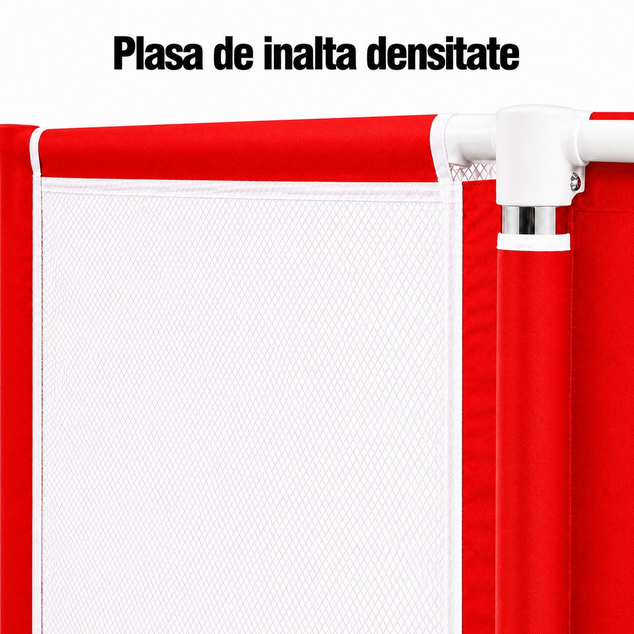 Tarc de Joaca pentru Copii cu Cos de Baschet, Usa cu Fermoar, Plasa Laterala, Structura Stabila, Dimensiune 130x115x65 cm, Rosu