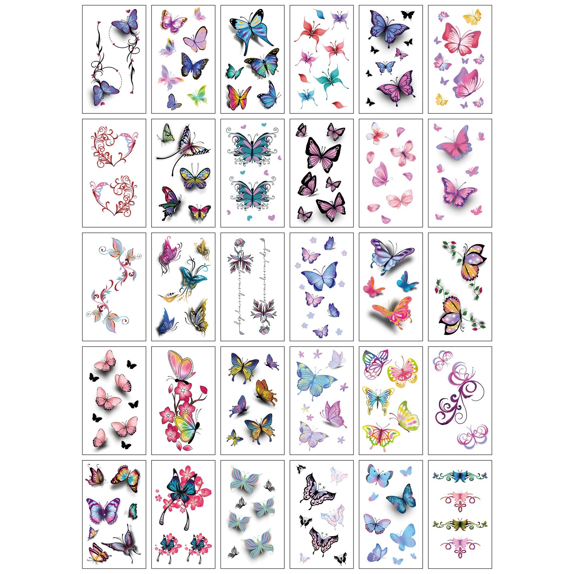 Set 30 Tatuaje Temporare, pe Baza de Apa, Model 2, Multicolor