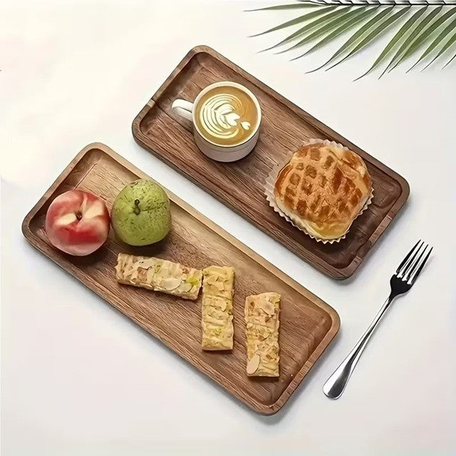 Tava din Lemn, Flippy, Dreptunghiulara, pentru Alimente sau Decor, 30 x 20 x 1.5 cm, Natur