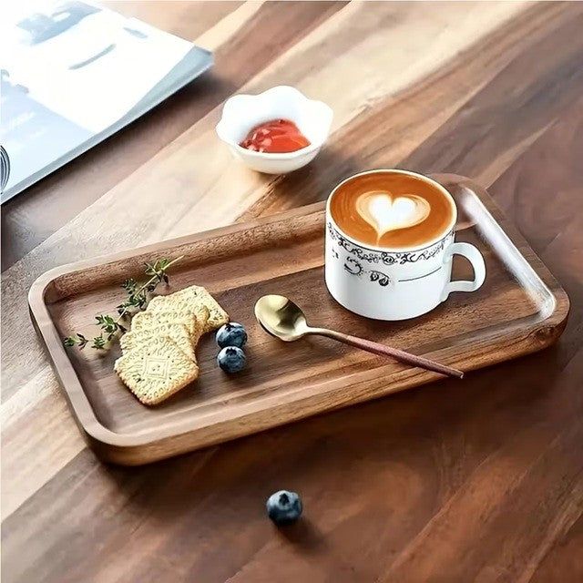 Tava din Lemn, Flippy, Dreptunghiulara, pentru Alimente sau Decor, 30 x 20 x 1.5 cm, Natur