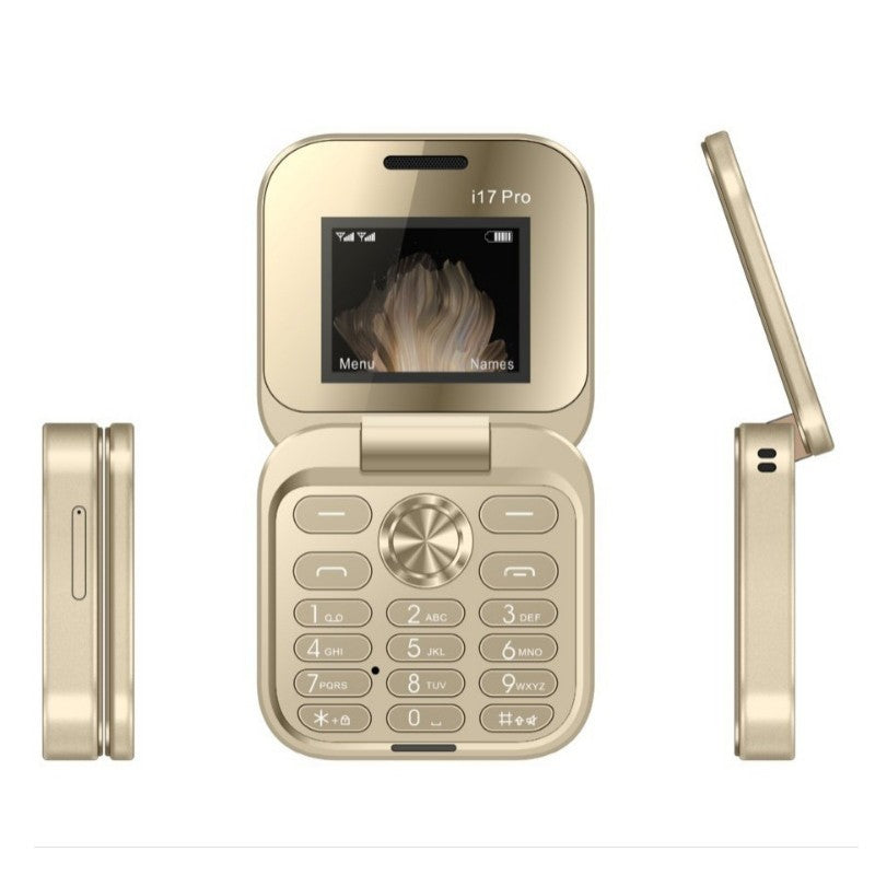 Telefon Mobil Seniori i17 Pro 2G, Dual SIM, Bluetooth, Meniu in Limba Romana, si Butoane Mari pentru Varstnici, Baterie pana la 96 ore, Auriu