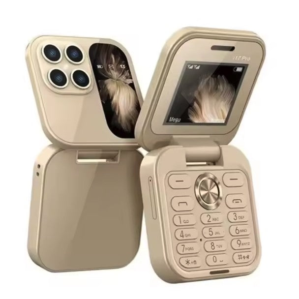Telefon Mobil Seniori i17 Pro 2G, Dual SIM, Bluetooth, Meniu in Limba Romana, si Butoane Mari pentru Varstnici, Baterie pana la 96 ore, Auriu