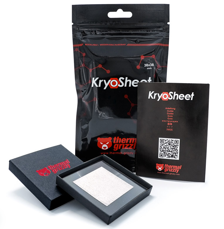 PAD Termic | KryoSheet | groime 0.2 mm | plaja termica -250 °C +150 °C | dimensiune 38x38 mm | dimensiune recomandata pentru AMD Sockel AM3(+), AM4, Intel Sockel 1700, 2066, 2011 CPU "TG-KS-38-38"