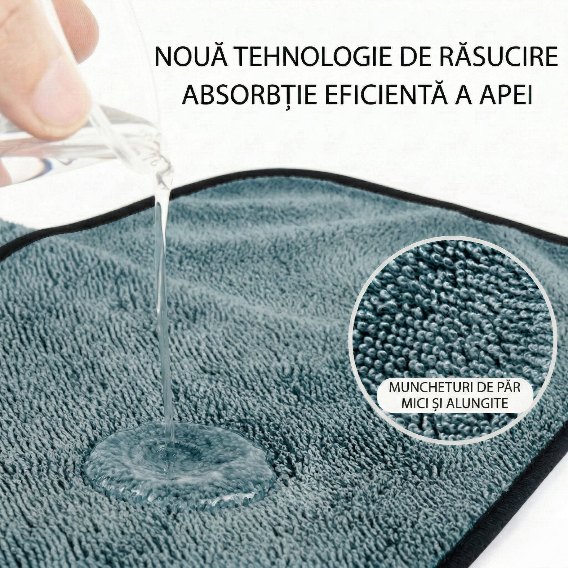 Prosop Uscare Auto, 600 GSM, Microfibra Premium, Ultra Absorbant, Fara Urme, 90x70 cm, Albastru Deschis